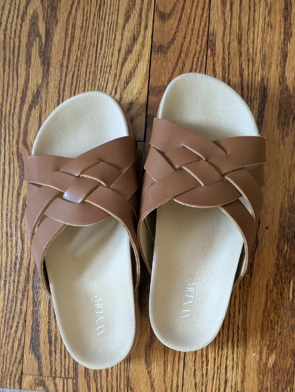 Woven Slide Sandals in Brown — Women’s Casual Comfort